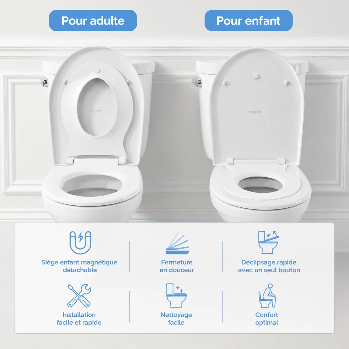 Abattant WC familial DADÉO D002 forme D