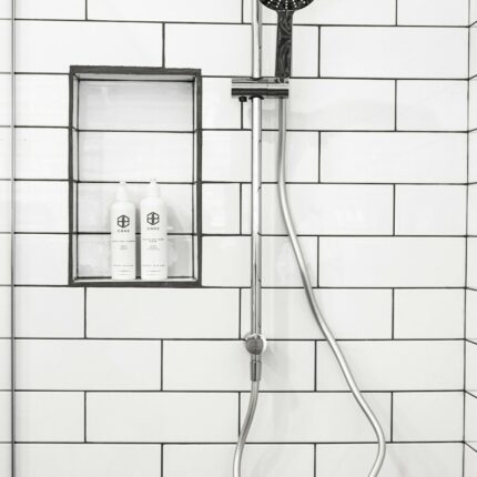 DADÉO Colonne de douche thermostatique chromée avec pommeau, douchette et barre réglable