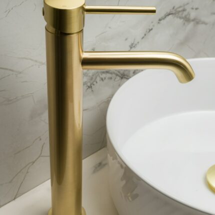 DADÉO Mitigeur lavabo haut pour vasque à poser, laiton doré brossé